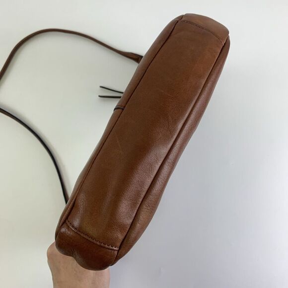 Margot Brown Leather Crossbody Top Handle Shoulder Purse Bag Turn Lock Pocket - Picture 5 of 14